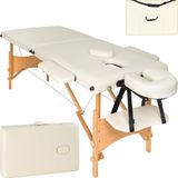 2 zones mobiele massagetafel beige - 5cm + draagtas - 401462