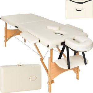 2 zones mobiele massagetafel beige - 5cm + draagtas - 401462