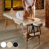 tectake® - Mobiele massagetafel behandeltafel - 3 zones - 5 cm dik - incl. zwarte draagtas - beige - 401465