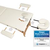 tectake® - Mobiele massagetafel behandeltafel - 3 zones - 5 cm dik - incl. zwarte draagtas - beige - 401465