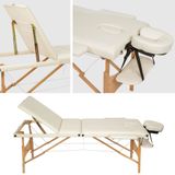 tectake® - Mobiele massagetafel behandeltafel - 3 zones - 5 cm dik - incl. zwarte draagtas - beige - 401465