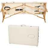tectake® - Mobiele massagetafel behandeltafel - 3 zones - 5 cm dik - incl. zwarte draagtas - beige - 401465