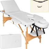 tectake® - Mobiele massagetafel behandeltafel 3 zones - 5 cm matras - incl. zwarte draagtas - wit - 401467