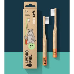 Hydrophil - Bamboo Kids Toothbrush Soft - Tandenborstel - 2 Stuks - Nijlpaardontwerp