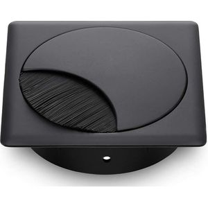 Kabelbox vierkant roestvrij staal zwart geschilderd 80 mm boordiameter met borstelafdichting, afneembaar deksel kan in twee standen worden vergrendeld, hoogte ca. 23 millimeter