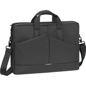 RIVACASE laptoptas tot 15.6 ""- slanke en compacte tas met veel opbergruimte en extra gevoerd laptopvak - grijs
