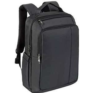 Rivacase Rugzak voor laptops tot 15,6 inch, hoogwaardige tas met extra vakken voor accessoires en hoog draagcomfort, zwart