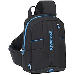 Rivacase Rugzak voor drone, slingbag voor spiegelreflexcamera's, camerarugzak DSRL/SRL met een schouderriem - fotorugzak - rugzak voor laptop en tablet/blauw zwart, zwart, 14 Lang
