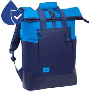 RIVACASE Laptoprugzak 15,6 inch 25 liter met reflecterende schouderriem en verborgen zakken - Voor dames en heren - Blauw, Blauw