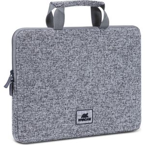 RivaCase Anvik 13,3 inch laptoptas, lichtgrijs, met handvat, waterdicht materiaal, pluche interieur, achtervak voor smartphone, visitekaartjes, accessoires