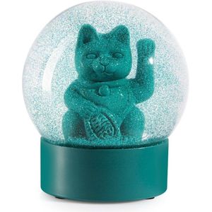 DONKEY Maneki Neko Lucky Globe zwaaikat groen - De sneeuwbol met de originele Lucky Cat in groen, 11,5 cm hoog