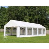 Partytent feesttent 4x8 m tuinpaviljoen -tent PVC 700 N in rood-wit waterdicht