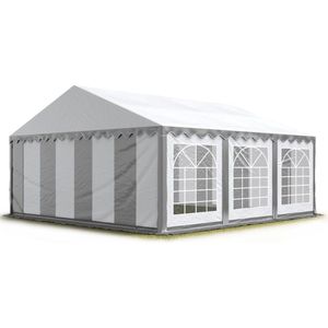 Partytent feesttent 3x6 m tuinpaviljoen -tent PVC 700 N in grijs-wit waterdicht