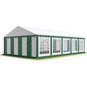 Partytent feesttent 5x10 m tuinpaviljoen -tent PVC 700 N in groen-wit waterdicht