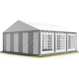 Partytent feesttent 4x6 m tuinpaviljoen -tent PVC 700 N in grijs-wit waterdicht