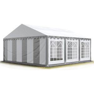 Partytent feesttent 4x6 m tuinpaviljoen -tent PVC 700 N zeil in grijs-wit waterdicht