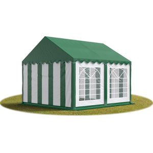Partytent feesttent 4x4 m tuinpaviljoen -tent PVC 700 N zeil in groen-wit waterdicht