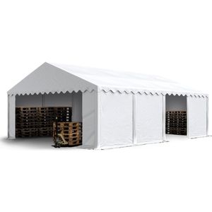 Opslagtent 5x8 m beschutting met PVC zeil 700 N waterdicht wit
