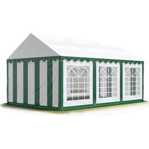 Partytent feesttent 3x6 m tuinpaviljoen -tent PVC 700 N in groen-wit waterdicht