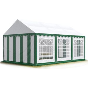 Partytent feesttent 4x6 m tuinpaviljoen -tent PVC 700 N in groen-wit waterdicht