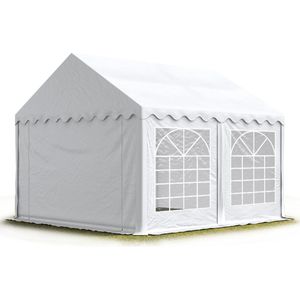 Partytent feesttent 4x4 m tuinpaviljoen -tent PVC 700 N in wit waterdicht