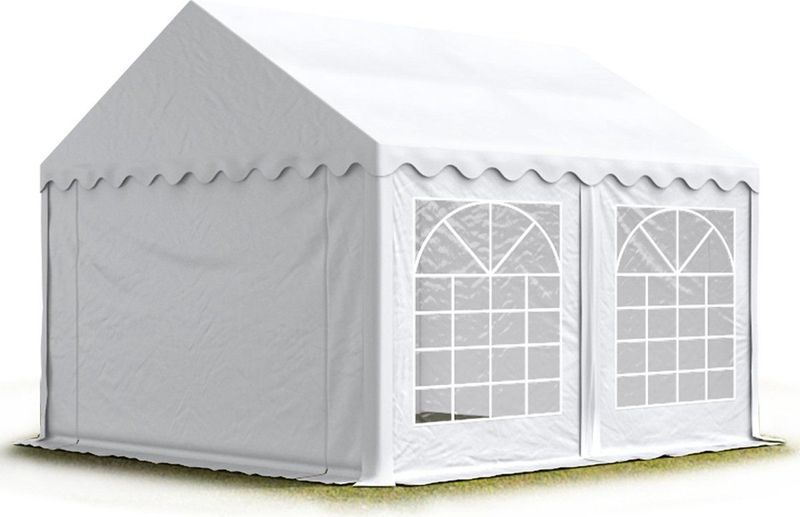 Partytent feesttent 4x4 m tuinpaviljoen -tent PVC 700 N in wit waterdicht