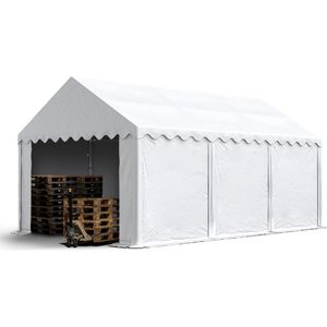 Opslagtent 4x6m PVC 750 wit waterdicht met Grondframe