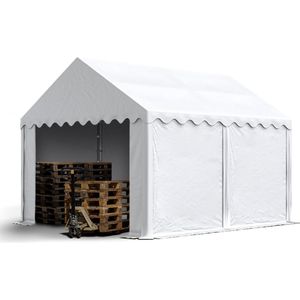 Opslagtent 3x4m PVC 750 wit waterdicht met Grondframe