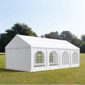 Partytent 4x8m PVC 750 wit waterdicht Feesttent met Grondframe