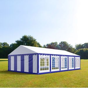 Partytent feesttent 5x10 m tuinpaviljoen -tent PVC 700 N in blauw-wit waterdicht