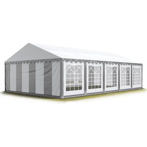 Partytent feesttent 5x10 m tuinpaviljoen -tent PVC 700 N in grijs-wit waterdicht