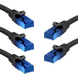 KabelDirekt – Netwerkkabel, Ethernet, LAN & patch kabel – 5x 1,5m (overdracht met maximale glasvezelsnelheid & is geschikt voor gigabit-netwerken, switches, routers, modems met RJ45 ingang, blauw)