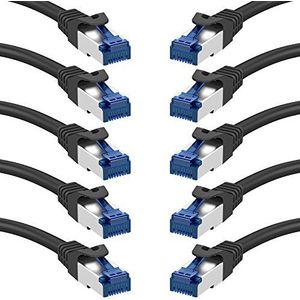 KabelDirekt – 10x 0,5m – Ethernet Kabel, LAN-kabel, Netwerkkabel – Verkrijgbaar in 0,25-30m (glasvezelsnelheid voor gigabit-netwerken, switch/router/modem met RJ45, zwart/zilver)