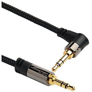 KabelDirekt - 1,5 m stereo audio-jackkabel (3,5 mm op 3,5 mm, 1 90 graden haakse stekker, AUX-kabel) Pro Series