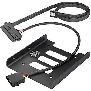 KabelDirekt - SSD/HDD montageframe - (22-pin SATA connector op 4-pin Molex stroomkabel 30 cm en 7-pin SATA 3 datakabel 6 Gbit/s 60 cm en 8x schroeven (kruiskop))