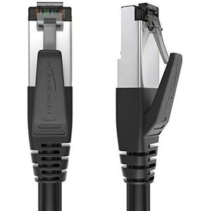 KabelDirekt Cat 8 netwerkkabel - 3m - 40 Gigabit Ethernet, LAN & Patch kabel (Cat 8.1 geschikt voor high-speed netwerken, switch, router, modem, pc met RJ45-ingang, zwart)
