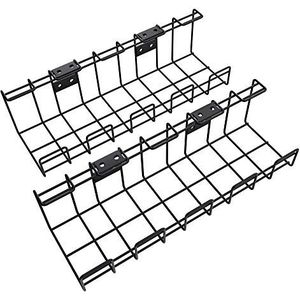 KD Essentials - Set van 2 metalen kabelmanden, maat M - kabelopbergers & afdekking (schroeven onder tafel/muur, voor kabels, opladers, voedingen en stekkerdozen, zwart)