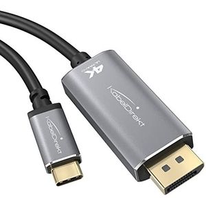 KabelDirekt 2 m USB-C naar DisplayPort adapterkabel (tot 4K/2160p bij 60Hz, voor het aansluiten van een laptop, smartphone of tablet op een groot scherm - DP, Thunderbolt 3/USB-C 3.1)