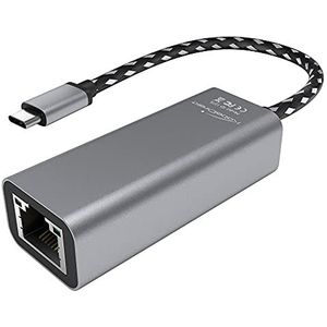 KabelDirekt USB-C/Ethernet & LAN-adapter (USB-C/RJ45-stekker, stabiele 1 Gigabit/s netwerk-/internetverbinding voor notebooks/MacBooks/tablets, 10 cm kabel, aluminium, zilver)