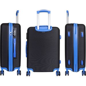 Handbagage koffer - Reiskoffer trolley - Lichtgewicht koffers met slot op wielen - Stevig ABS - 37 Liter - Santorini - Zwart / Blauw - Travelsuitcase - S
