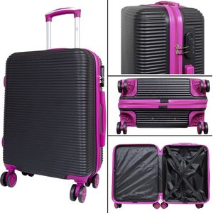 Kofferset 3 delig - Reiskoffers met TSA slot en op wielen - Santorini - Zwart / Roze - Travelsuitcase