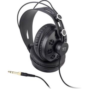 TIE studio hoofdtelefoon halfopen circumaural voor radio, opnamestudio, podcast en multimedia toepassingen (3m, 3.5mm jack plug, 6.3mm schroef adapter)