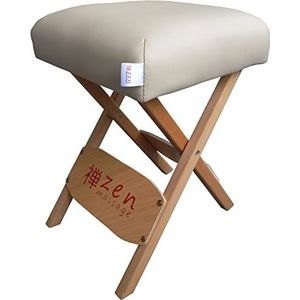 ZEN – klapkruk van hout met zacht zitkussen – massagekruk 48 x 33 x 33 cm – klapstoel voor massagestoelen – massage-accessoires (crème)