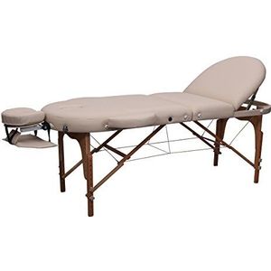 ZEN – Mobile Rondavista 2 Deluxe Massastoel, inklapbaar en in hoogte verstelbaar, massief houten massagetafel met afgeronde hoeken, aluminium hoofdeinde, verstelbare rugleuning en insteekbare Crème