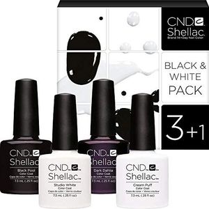 CND Shellac Kleurenset - ZWART & WIT PACK - 4 kleuren voor de prijs van 3