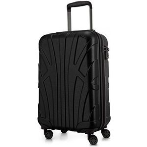 SUITLINE - Koffer met wielen, harde schaal met volumeverlenging, TSA-vergrendeling, ABS, mat, 4 rubberen dubbele wielen, zwart., 55 cm