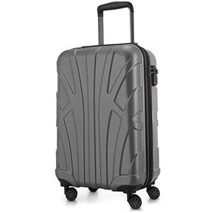 Suitline - Harde koffer met uitbreidbare hardshell hoes, TSA, (S, M & L), zwart, zilver., 55 cm