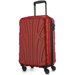 SUITLINE - Koffer met wielen, harde schaal met volumeverlenging, TSA-vergrendeling, ABS, mat, 4 rubberen dubbele wielen, Rood, 55 cm