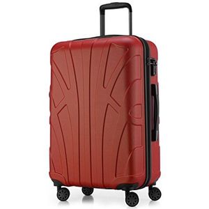 SUITLINE - Koffer met wielen, harde schaal met volumeverlenging, TSA-vergrendeling, ABS, mat, 4 rubberen dubbele wielen, Rood, 66 cm