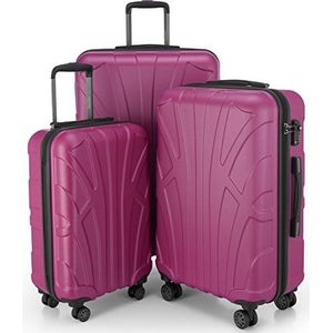 Suitline - Harde koffer met uitbreidbare hardshell hoes, TSA, (S, M & L), zwart, Roze, SET OF 3